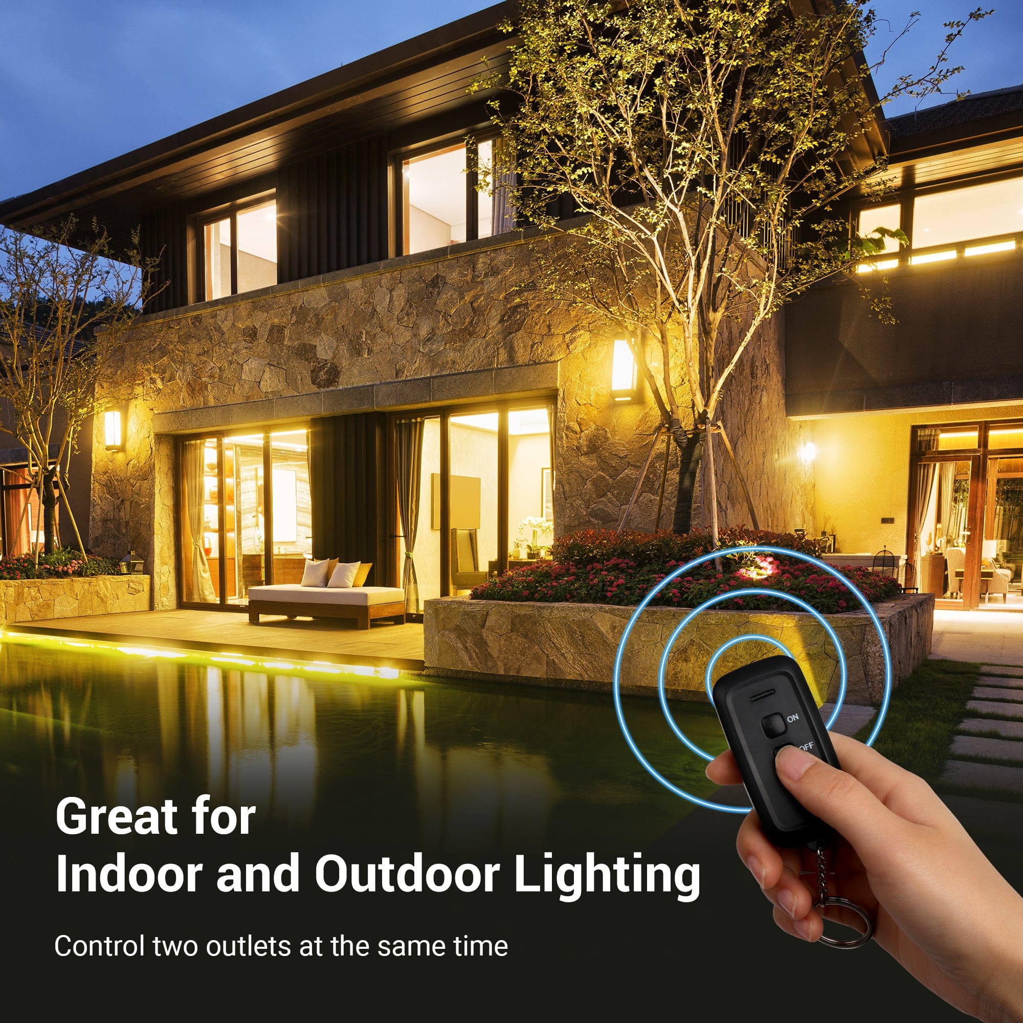 DEWENWILS Waterproof 100ft Programmable Wireless Remote Control Outlet kit (2 Remotes + 1 Outlet)--SHRS201F