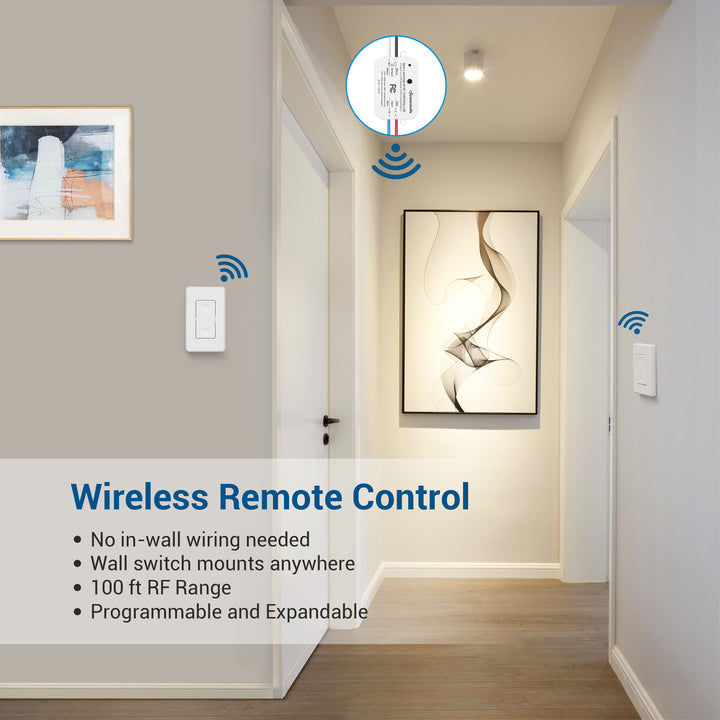Wireless Light Switch and Receiver Kit, Simple Remote Control