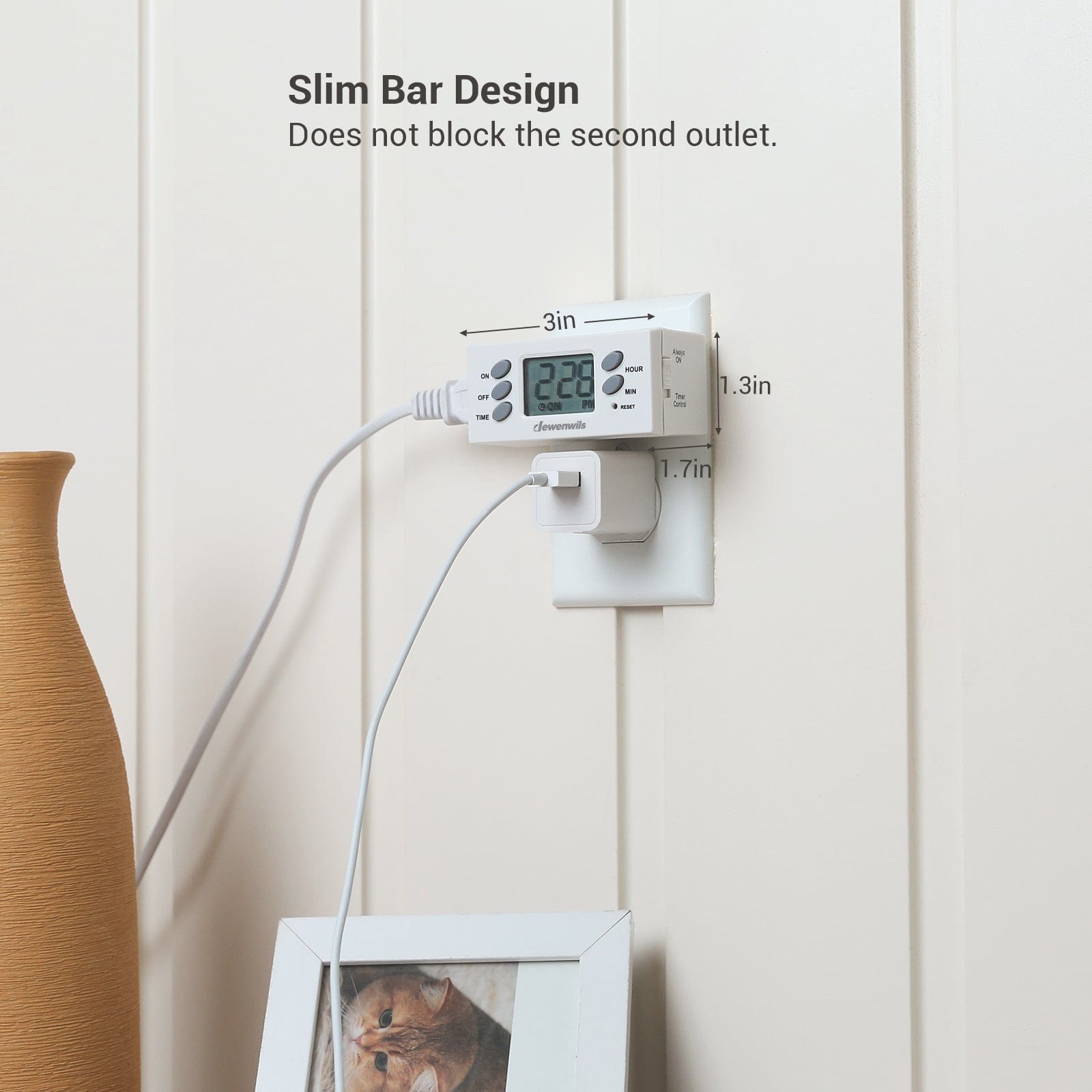 DEWENWILS 24-Hour Programmable Digital Timer Outlet, Plug in Outlet Timer, Indoor Light Timer with 1 Polarized Outlet (2 Pack)--SHDTI22C