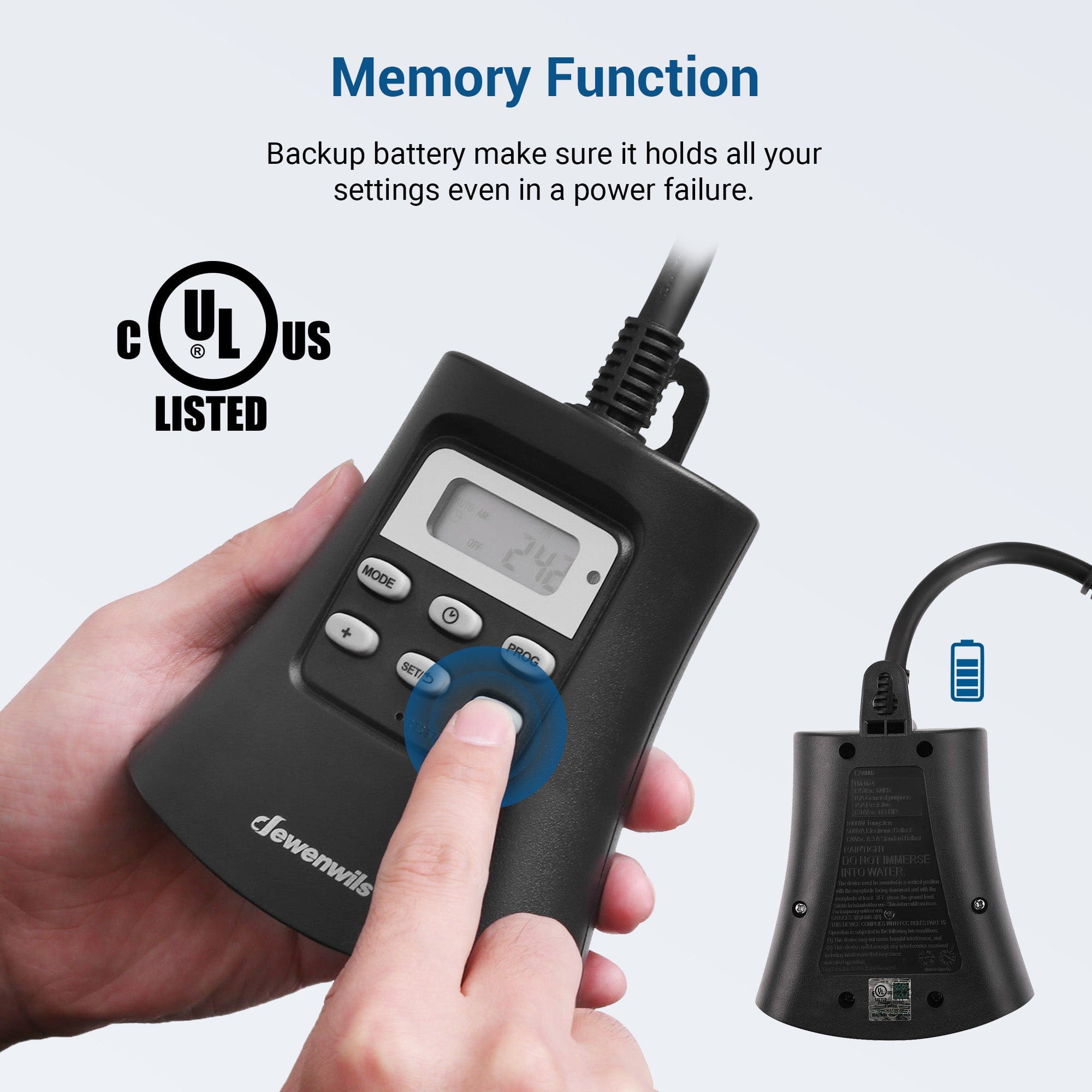 DEWENWILS Outdoor Digital Timer, 7-Day Programmable Plug in Timer with 3 Grounded Outlets-SHODT13B