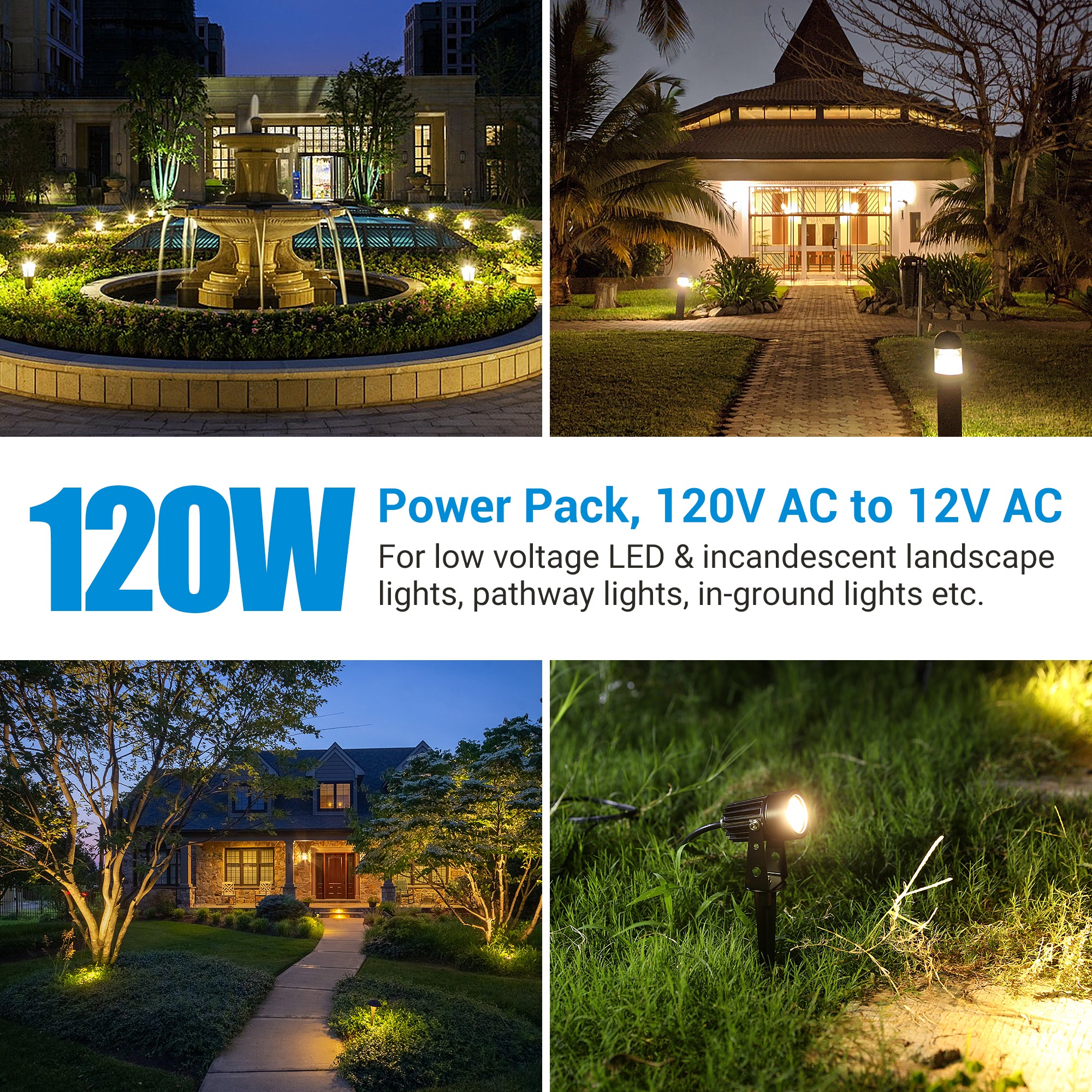 Dewenwils Wifi 120W Low Voltage Transformer with Timer, 120V to AC 12V Low  Voltage Landscape Lighting Transformer for Led Lights
