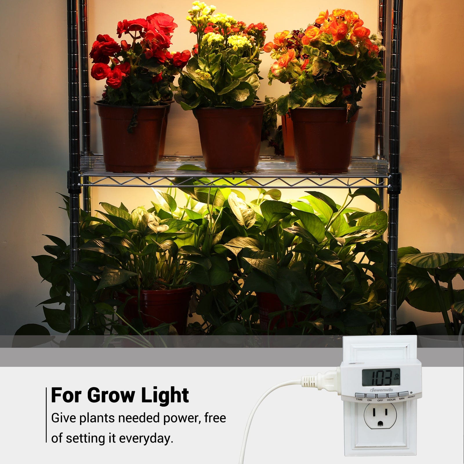 Indoor Outlet Timer: Perfect for grow lights, providing plants with consistent power. Automate light cycles to eliminate the need for manual daily settings.