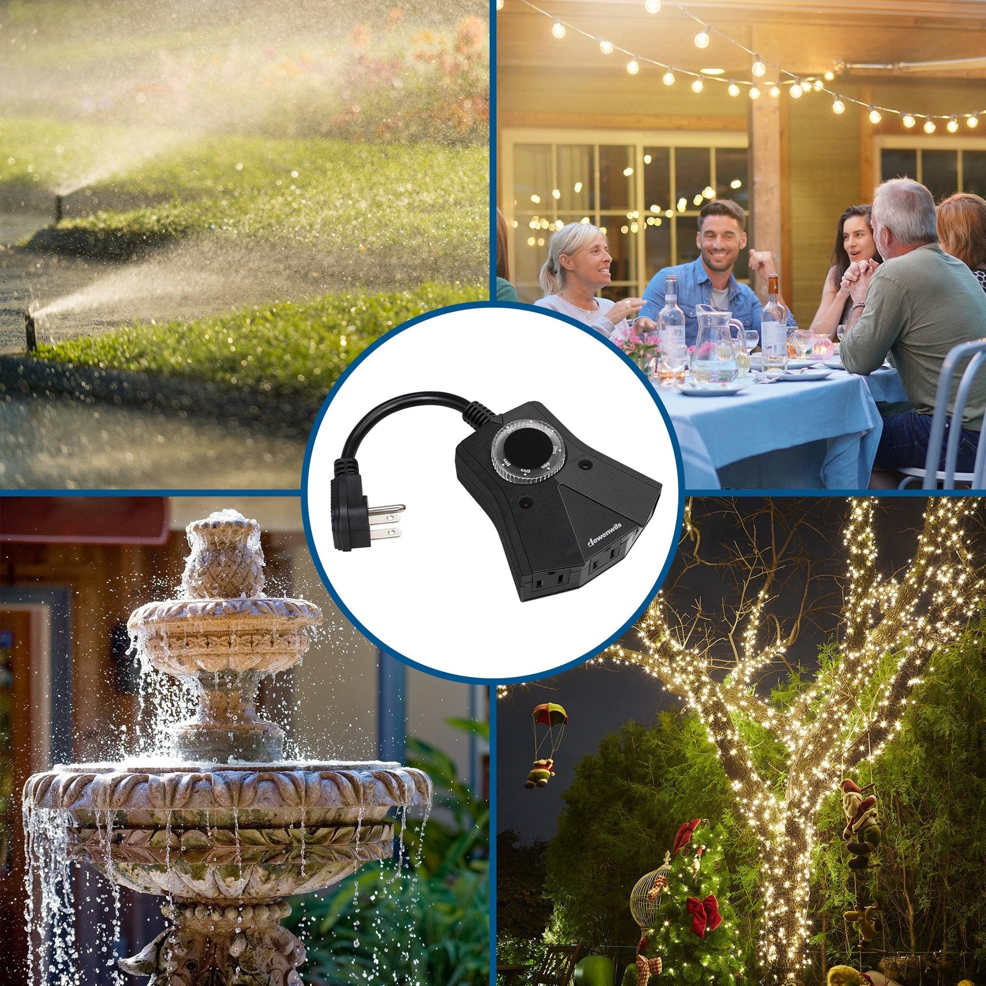 Outdoor Light Timer: Ideal for automating outdoor heaters, string lights, fountains, and Christmas lights. Provides reliable, weather-resistant control for all seasons.