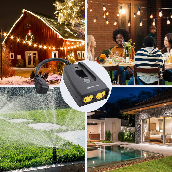 DEWENWILS Outdoor Digital Timer – Dusk To Dawn & Countdown Control, Weatherproof, 15A/1875W For Pool Pumps, Lights & Outdoor Appliances