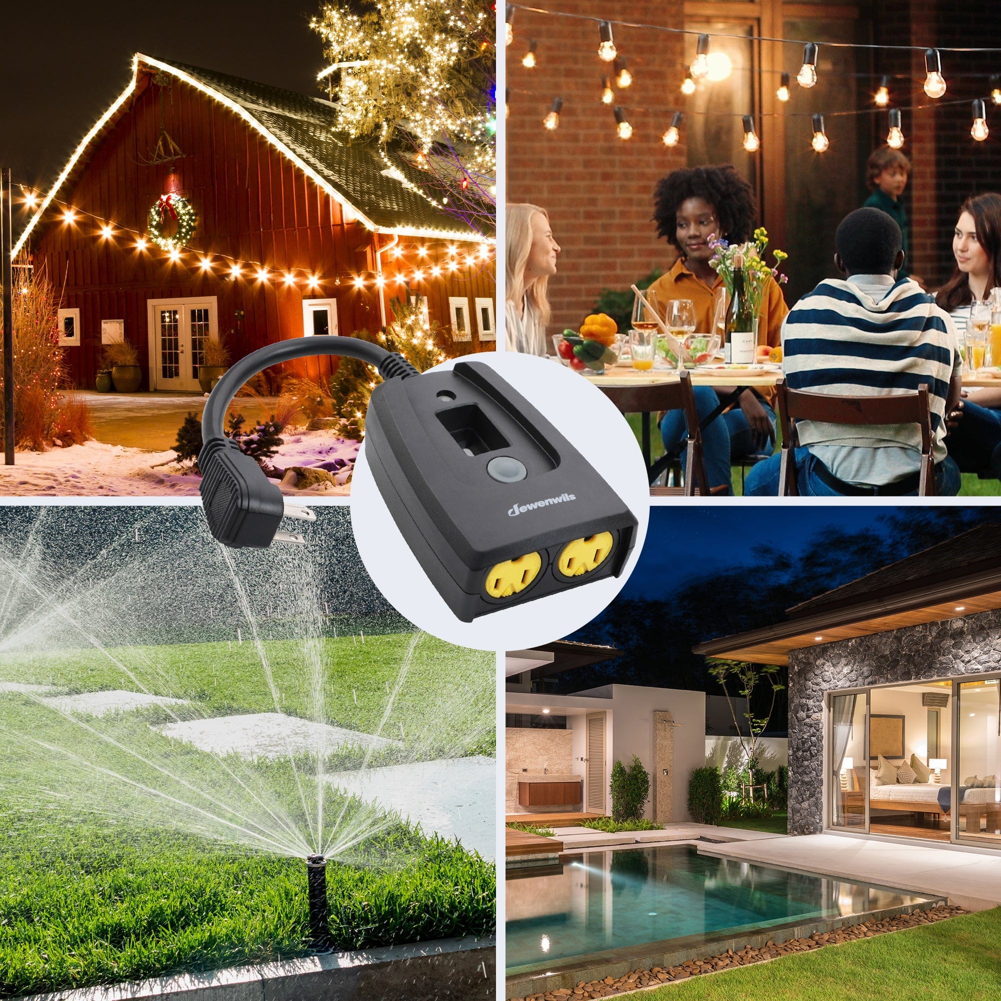 DEWENWILS Outdoor Countdown Timer, Waterproof Dusk to Dawn Timer with 2 Grounded Outlets-SHODT12C