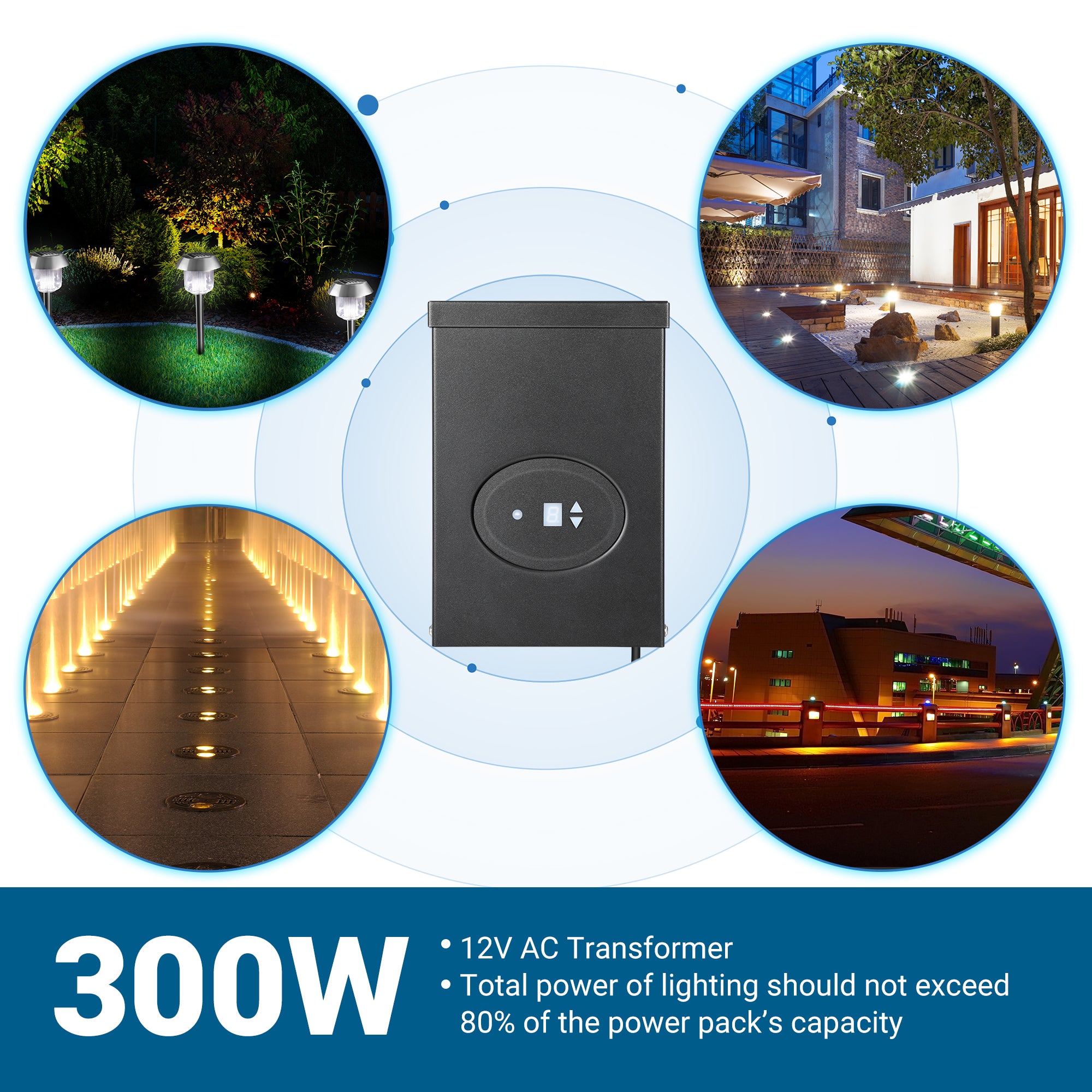 Dewenwils 300W Low Voltage Transformer with Countdown timer, 120V to AC