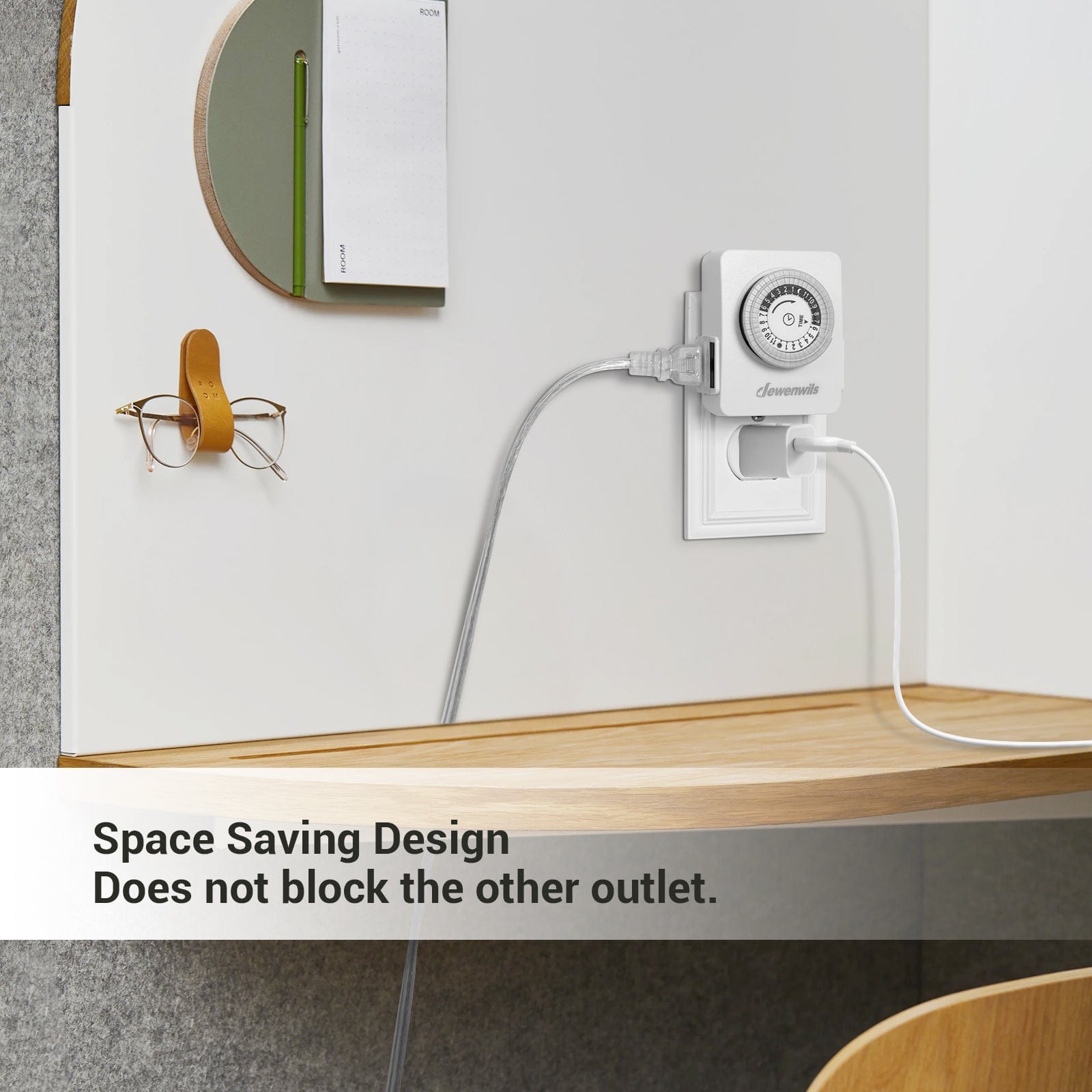 DEWENWILS 24-Hour Indoor Mechanical Timer With 2 Grounded Outlet, Daily On/Off Cycle, Programmable Plug in Timer (2 Pack)-SHIMT12W