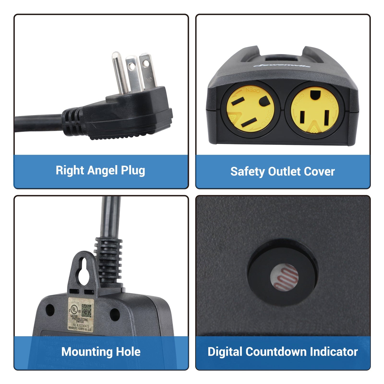 DEWENWILS Outdoor Countdown Timer, Waterproof Dusk to Dawn Timer with 2 Grounded Outlets-SHODT12C