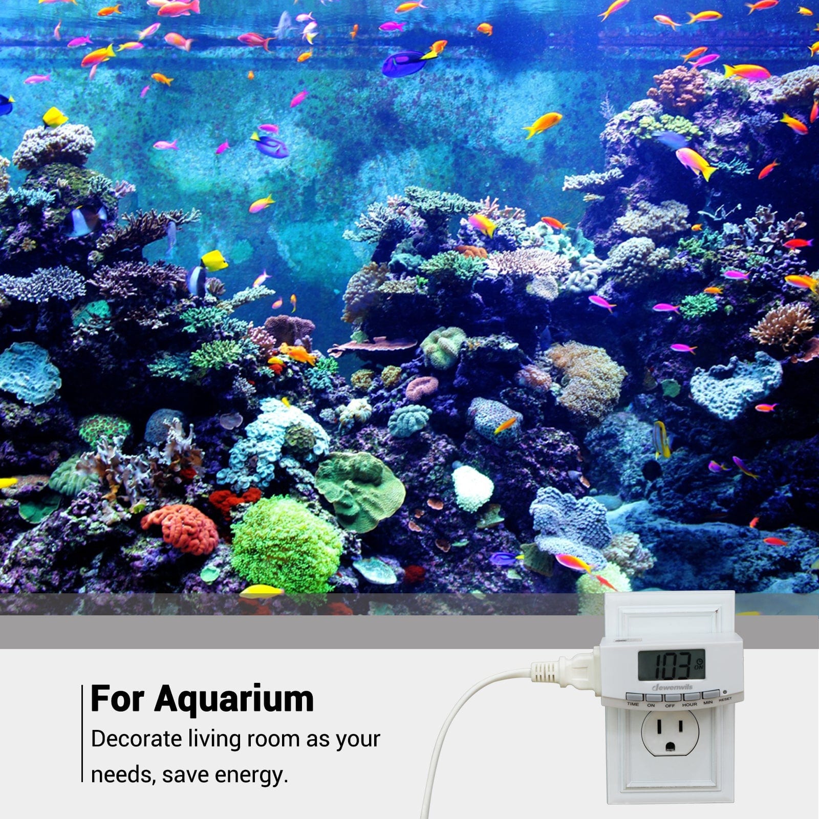 Indoor Outlet Timer: Perfect for aquariums, providing consistent timing for lights and pumps. Decorate your living room while saving energy and reducing costs.