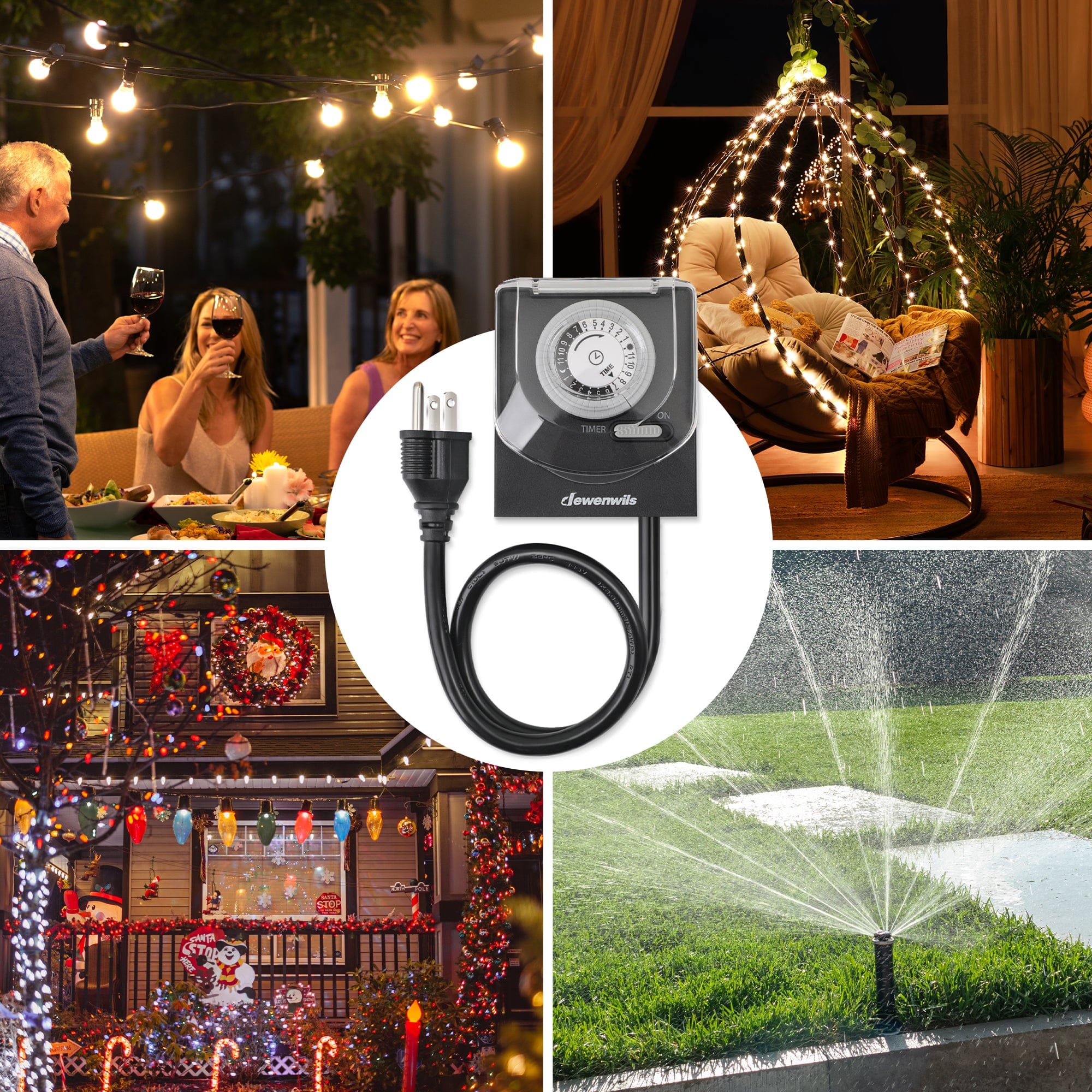 Outdoor Timer: Features reliable automation for outdoor lights and irrigation. Simplifies your garden management with durable, easy-to-use power control.