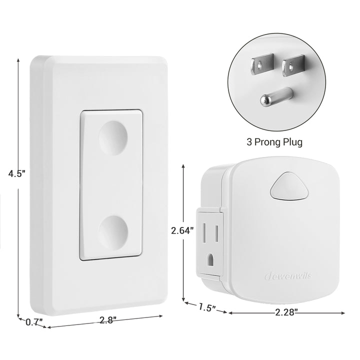 DEWENWILS Remote Control Electrical Outlet Switch, 110v 120v 125v 10amp  Indoor Wireless Remote Light Switch For Lights, Fans, Lamps, Christmas  Lights – Dewenwils