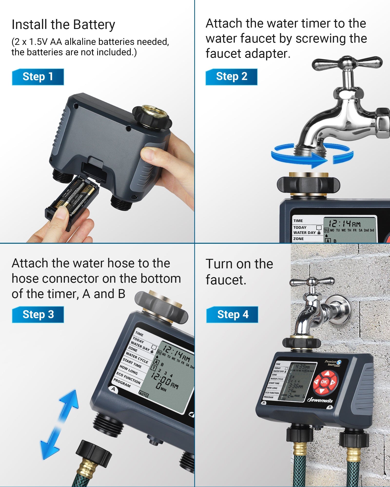 Dewenwils Sprinkler Timer Water Timer 2 Zone Programmable Water Hose Timerautomatic Faucet 9167