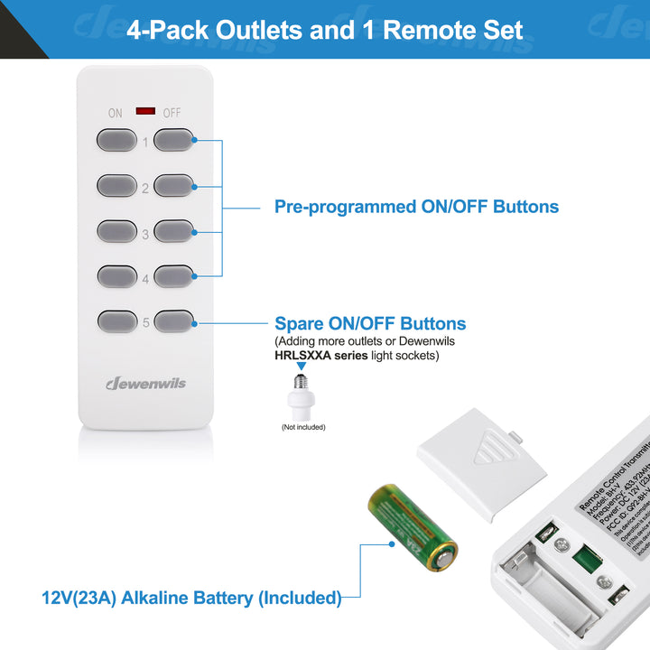 hrio13b dewenwils remote outlet power switch, outdoor wireless