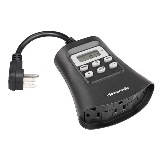 DEWENWILS Outdoor Digital Timer, 7-Day Programmable Plug in Timer with 3 Grounded Outlets-SHODT13B