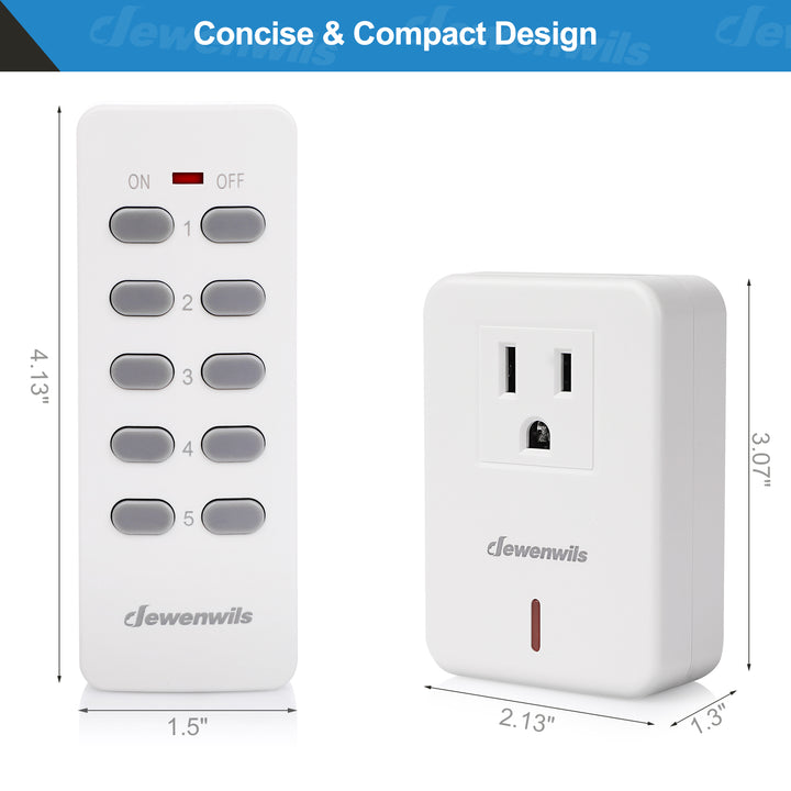 DEWENWILS Wireless Remote Control Light Switch and Receiver, 110v