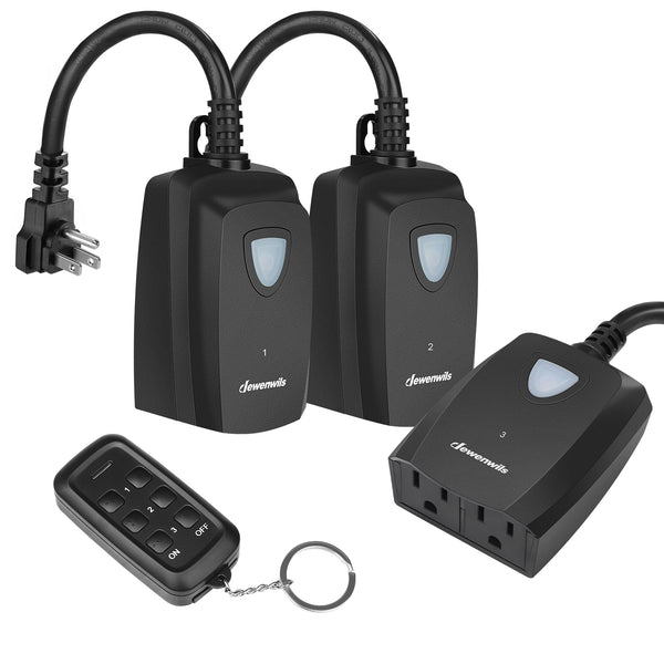 TEKLECTRIC Outdoor Remote Control Outlet with Wireless Remote and