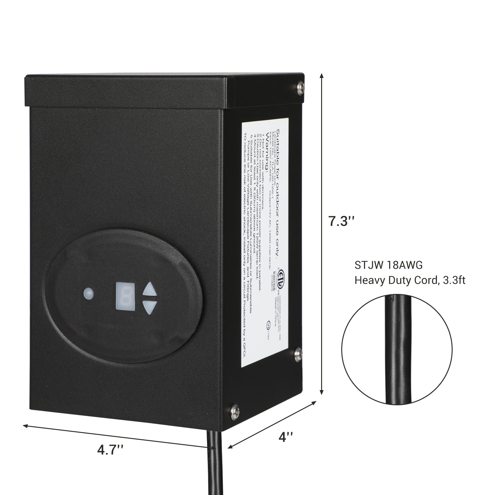Dewenwils 120W Low Voltage Transformer with Timer, 120V to AC 12V Low